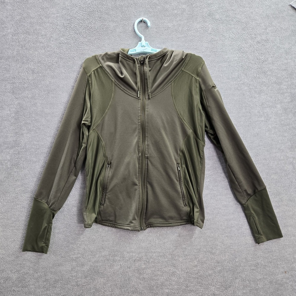 HYLETE Women Jacket MEDIUM Green Nylon Blend Tech Mesh Train Compete Activewear